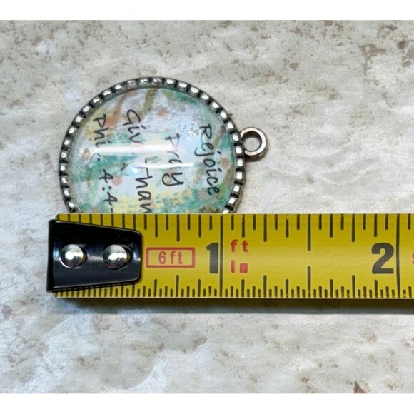 Christian Pendant Charm Rejoice Pray Give Thanks Phil. 4:4-6 Tree of Life - Picture 3 of 6